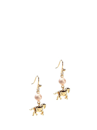 Shop Marni Horse Pendant Embellished Earrings In Gold