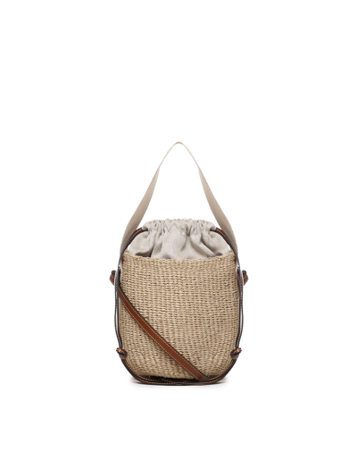 Shop Chloé Woody Small Basket Bag In White
