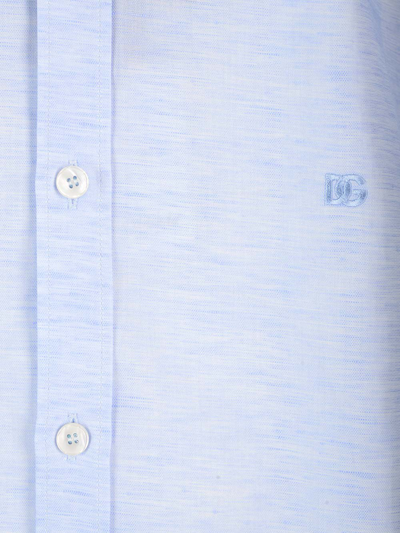 Shop Dolce & Gabbana Linen And Cotton Shirt In Light Blue