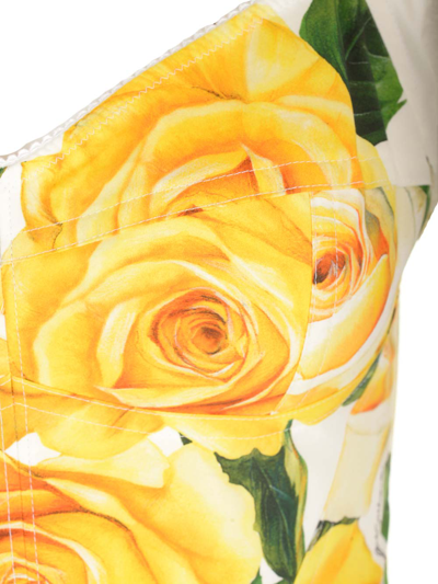 Shop Dolce & Gabbana Roses Bustier Top In Vo Bianco Giallo
