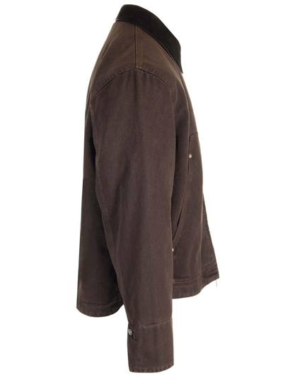Shop Ferragamo Long-sleeved Zipped Bomber Jacket In Brown