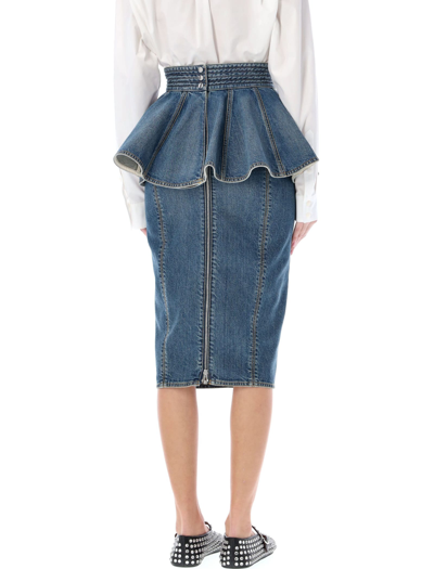 Shop Alaïa Denim Skirt Belt In Light Blue