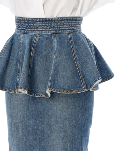 Shop Alaïa Denim Skirt Belt In Light Blue