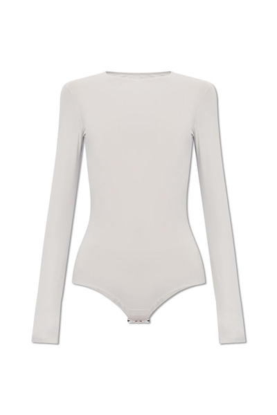 Shop Mm6 Maison Margiela Numbers Printed Stretched Bodysuit In Grey