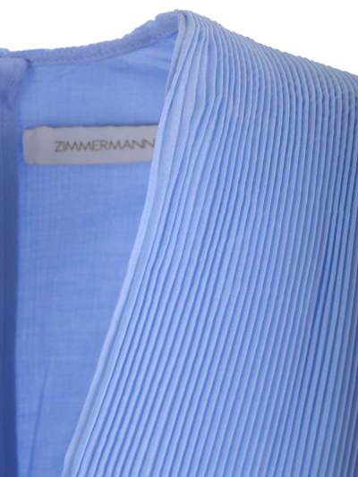 Shop Zimmermann Jaracanda Pleated Mini Dress In Light Blue