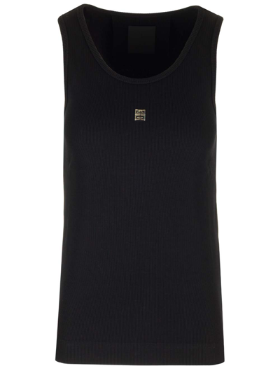 Shop Givenchy Ribbed Top With Logo In Black
