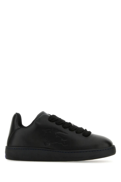 Shop Burberry Black Leather Box Sneakers