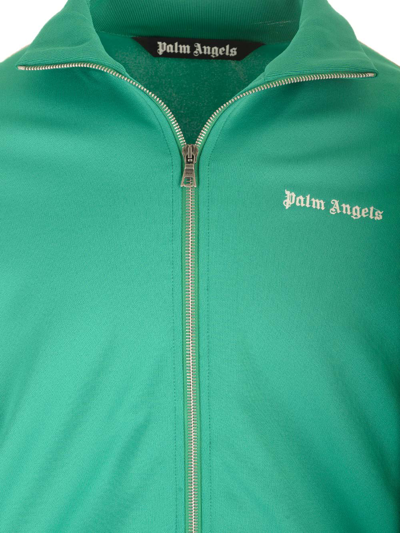 Shop Palm Angels Slim Fit Zip Sweatshirt In Green