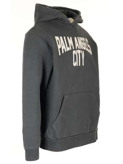 Shop Palm Angels Signature Hoodie In Grey