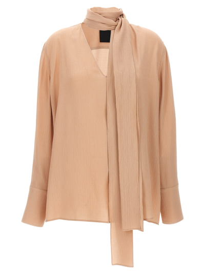 Shop Givenchy Pussy Bow Blouse In Beige Pink