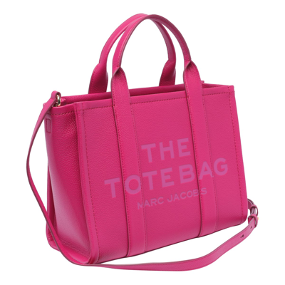 Shop Marc Jacobs The Leather Medium Tote Bag In Lipstick Pink