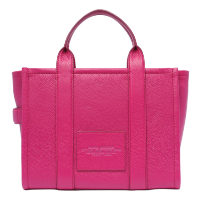 Shop Marc Jacobs The Leather Medium Tote Bag In Lipstick Pink