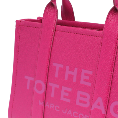 Shop Marc Jacobs The Leather Medium Tote Bag In Lipstick Pink