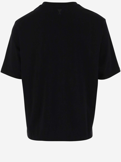 Shop Ami Alexandre Mattiussi Cotton T-shirt With Logo In Black