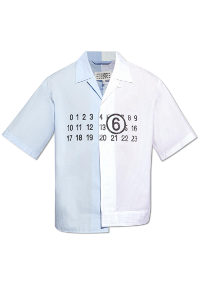 Shop Mm6 Maison Margiela Cotton Shirt In Blue/white
