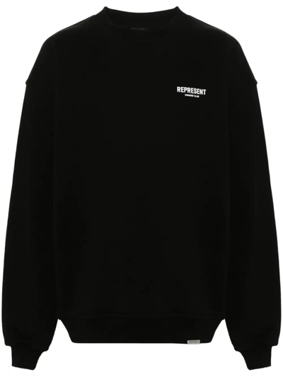 Shop Represent Black Cotton Sweatshirt