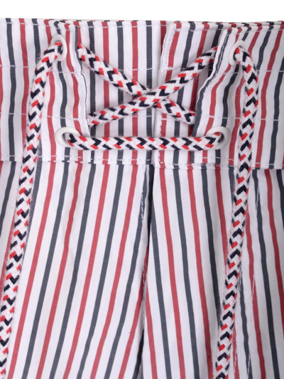 Shop Thom Browne Striped Drawstring Swimming Shorts In Multicolor