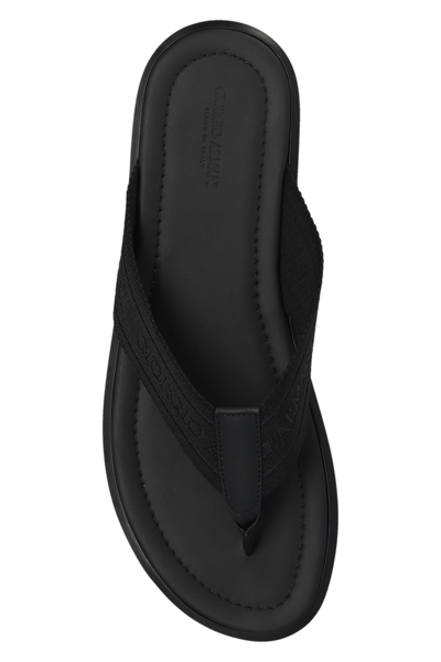 Shop Giorgio Armani Flip-flops With Logo In Black