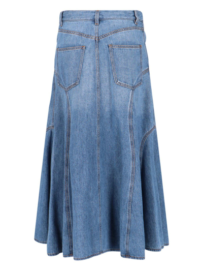 Shop Chloé Flare Midi Skirt In Foggy Blue