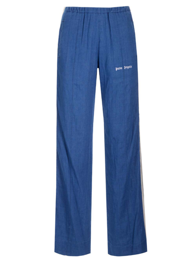 Shop Palm Angels Chambray Track Pants In Blue