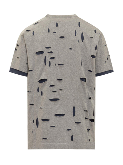 Shop Givenchy Distressed Crewneck T-shirt In Grey/blue