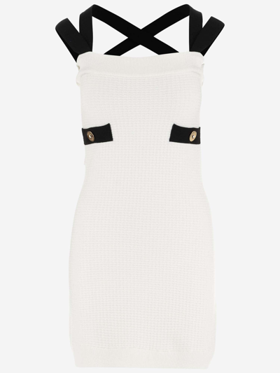 Shop Patou 3d Knit Double Straps Dress In W Bianco Nero