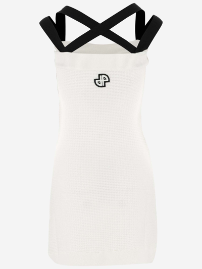 Shop Patou 3d Knit Double Straps Dress In W Bianco Nero