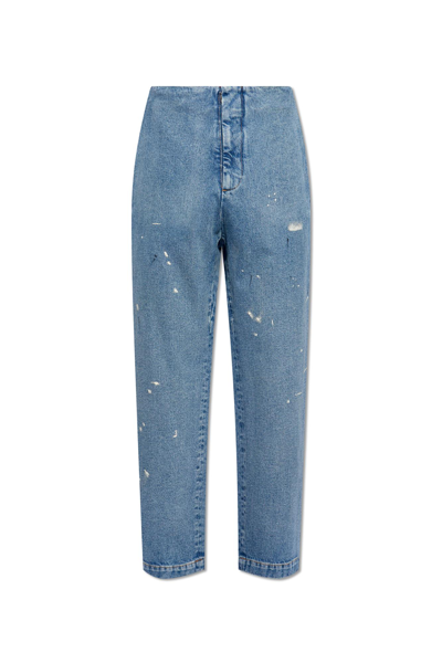 Shop Mm6 Maison Margiela Jeans With Paint Splatters In Blue