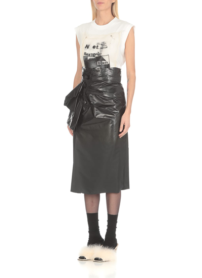 Maison Margiela Bow-detail Pencil Midi Skirt In Black