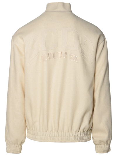 Shop Gcds Ivory Linen Blend Jacket In Off White