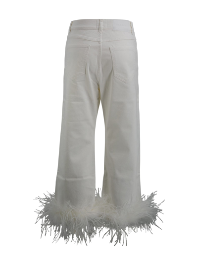 Shop P.a.r.o.s.h Pants With Feathers In Bianco