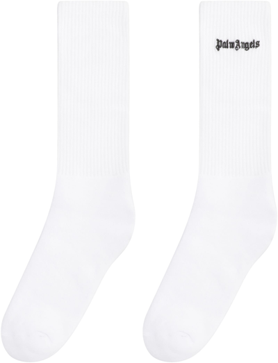 Shop Palm Angels Cotton Socks With Logo In Black