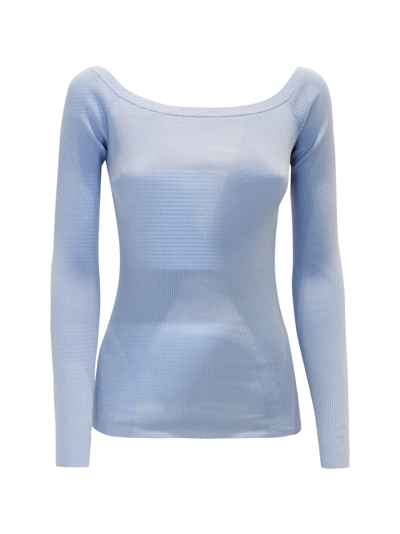 Shop P.a.r.o.s.h Powder Blue Cotton Cipria24 Sweater In Azzurro Polvere