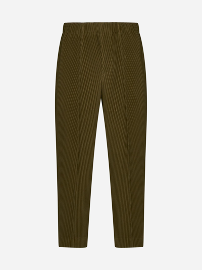 Shop Issey Miyake Pleated Fabric Trousers In Green