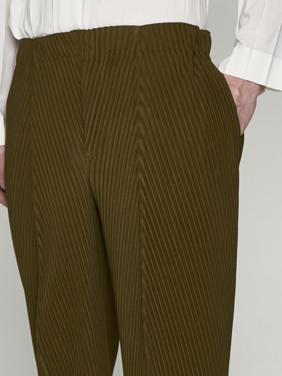 Shop Issey Miyake Pleated Fabric Trousers In Green