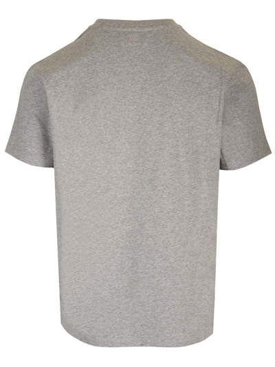 Shop Ami Alexandre Mattiussi Grey T-shirt With Mini Logo In Heather Grey