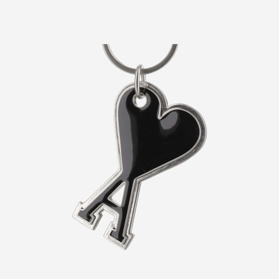 Shop Ami Alexandre Mattiussi Keychain With Logo In Black