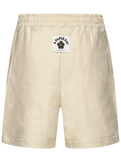 Shop A Paper Kid Cream White Cotton Track Shorts In Neutrals