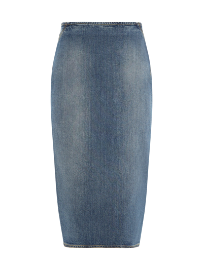 Shop Alaïa Skirt In Light Blue