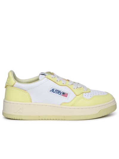 Shop Autry Medalist Yellow Leather Sneakers In Wht Lime