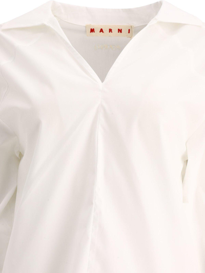 Shop Marni V-neck Quarter-length Sleeve Plain Blouse In Lily White