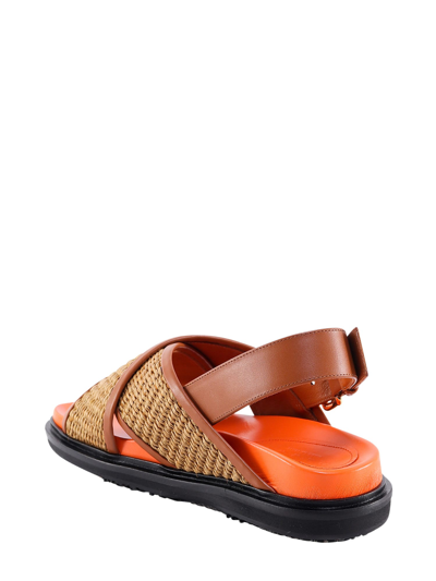 Shop Marni Woven Cross-strap Slingback Sandals In Raw Siena Dust Apricot