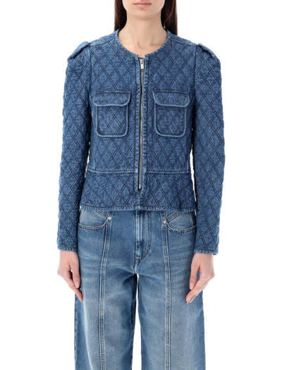 Shop Marant Etoile Deliona Zipped Denim Jacket In Blue