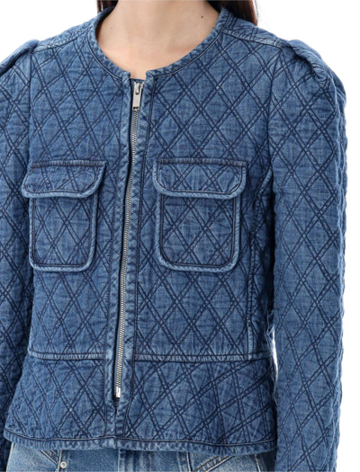Shop Marant Etoile Deliona Zipped Denim Jacket In Blue