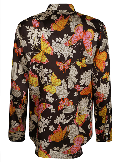 Shop Dsquared2 Butterfly Print 70s Shirt In Black/mix Colours