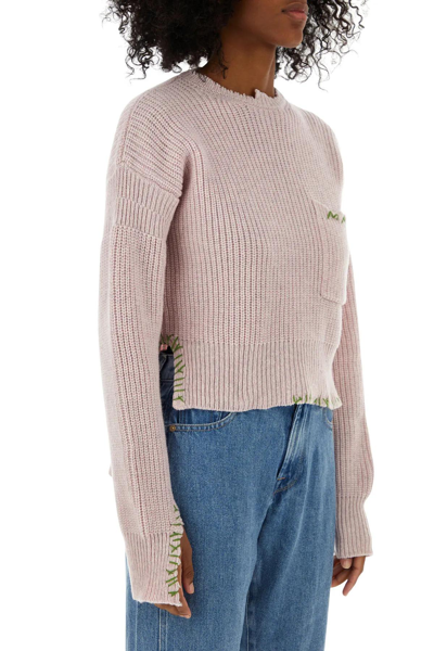 Shop Marni Pastel Pink Wool Sweater In Blue