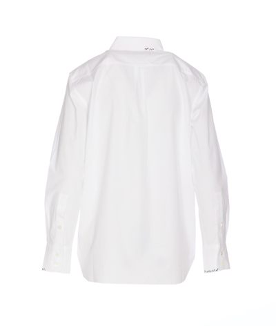 Shop Marni Round Hem Embroidered Shirt In Lily White