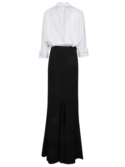 Shop Elisabetta Franchi Long-sleeved Formal Shirt Dress In White