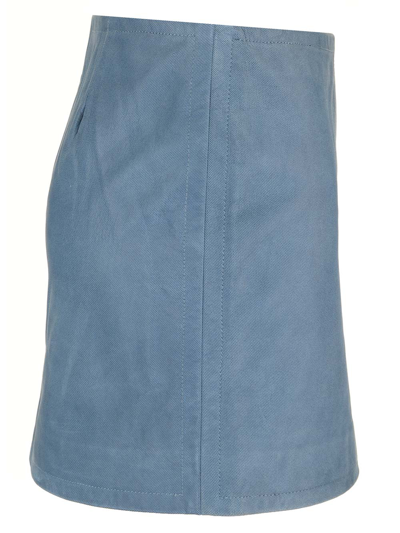 Shop Stand Studio Leather Mini Skirt In Light Blue