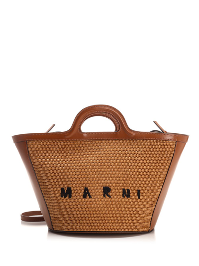 Shop Marni Tropicalia Bucket Bag In Raw Sienna
